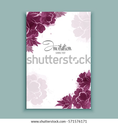 Watercolor flowers card, greeting, vector