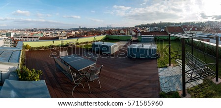 The roof terrace in Prague