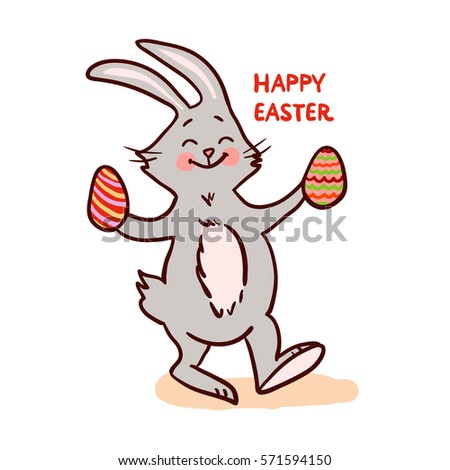 Easter bunny isolated on white background. Vector illustration.