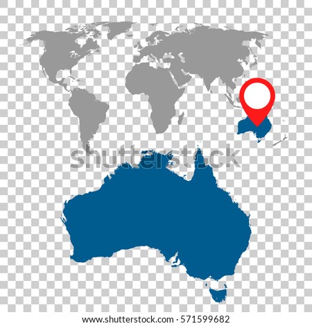 Detailed map of Australia and World map navigation set. Flat vector illustration.