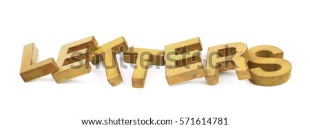 Word Letters made of colored with paint wooden letters, composition isolated over the white background