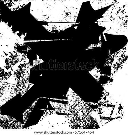 Background black and white abstract texture vector with  dark spots, nets, lines and drawing
