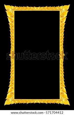 old decorative gold frame - handmade, engraved - isolated on black  background