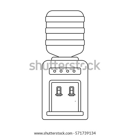 Office water cooler icon in outline style isolated on white background. Office furniture and interior symbol stock bitmap, rastr illustration.
