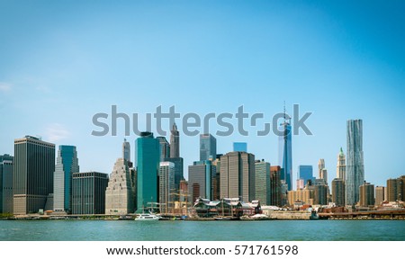 Downtown Manhattan city skyline in day time