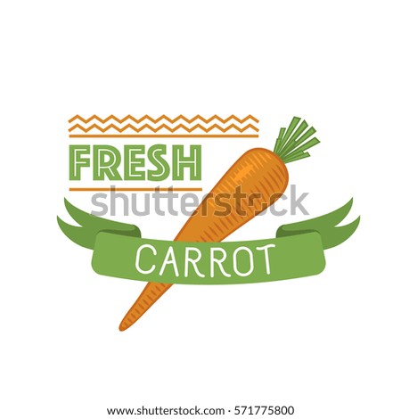 Cartoon carrot badge vector illustration.