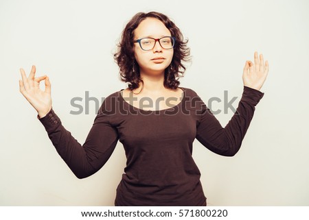 Portrait  woman, eyes closed, in meditation