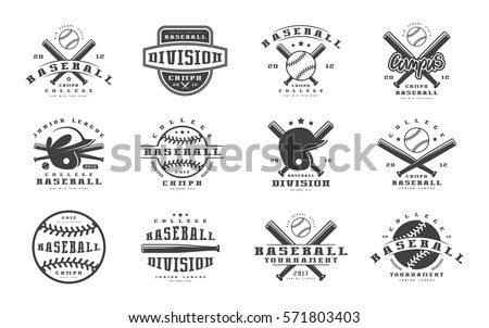Set of baseball emblems. Graphic design for t-shirt