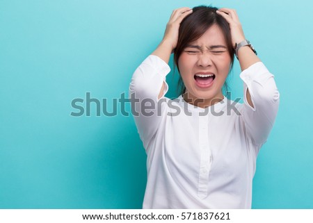 Angry woman on isolated background