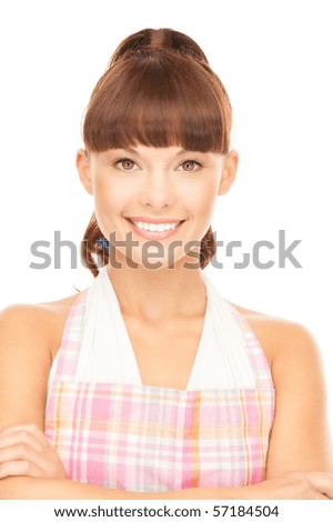 bright picture of beautiful housewife over white