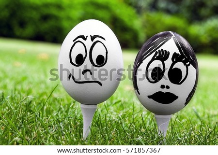 Easter egg and funny face, emotions