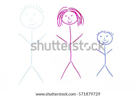 picture of family - child art on white