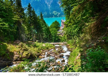Switzerland, Giessbachfalle waterfall