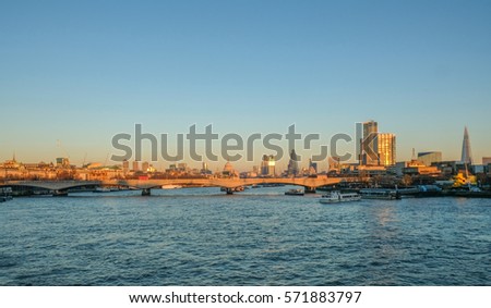 London Skyline photo showing Waterloo bridge and the City beyond.