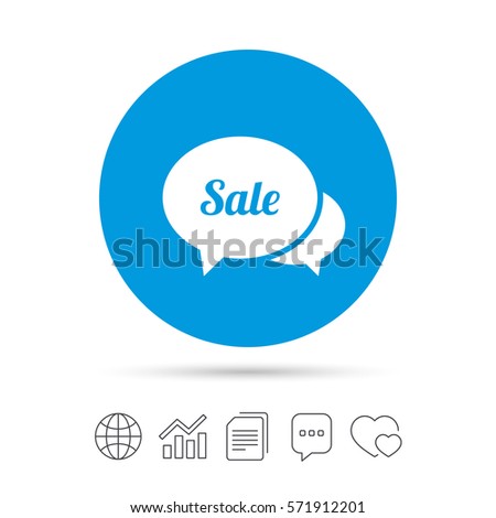 Speech bubble Sale sign icon. Special offer symbol. Copy files, chat speech bubble and chart web icons. Vector