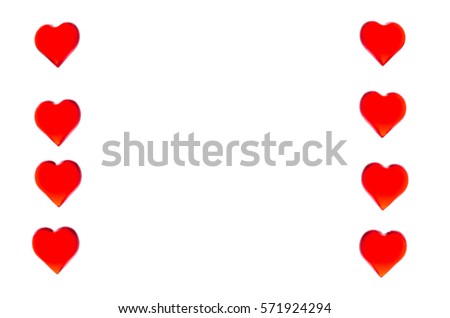 Bright red hearts in the form of two columns on each side. In order to use Valentine's Day, weddings, International Women's Day