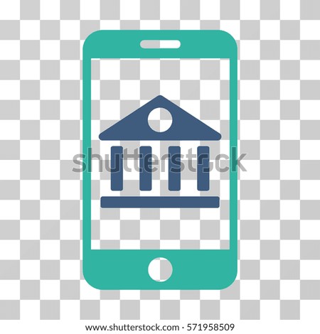 Mobile Bank icon. Vector illustration style is flat iconic bicolor symbol, cobalt and cyan colors, transparent background. Designed for web and software interfaces.