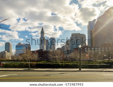 Boston Skyline and Custom House Clock Tower - Boston, Massachusetts, USA