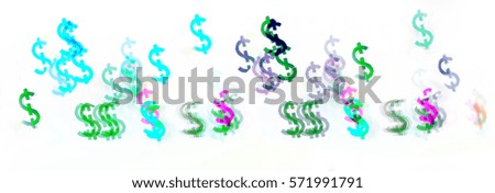 dollar sign, yellow red custom money USA symbols on white background, bokeh, out of focus, black background with blur effect, defocused grey smoke, exchange rates, stock-market, isolated symbol