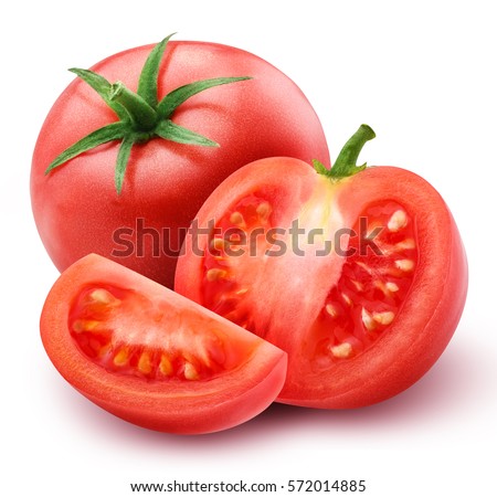 red tomato isolated on white background with clipping path Royalty-Free Stock Photo #572014885