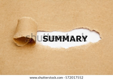 The word Summary appearing behind torn brown paper.  Royalty-Free Stock Photo #572017552