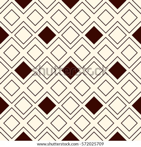 Outline seamless pattern with geometric figures. Repeated diamond ornamental abstract background. Modern style surface texture. Grid digital paper, textile print, page fill. Vector art
