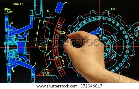 engineer working on mechanical design on computer    