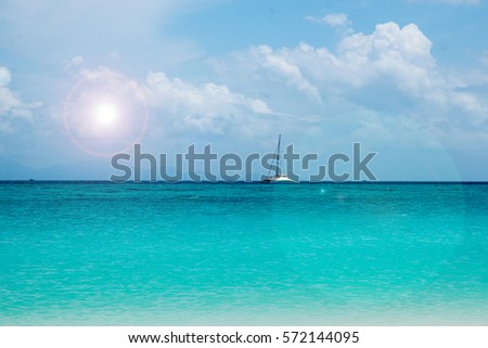 Beautiful   beach  with   sky  and  tropical  sea  in  Thailand