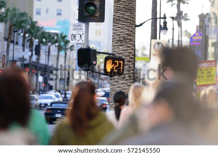 Street light hand stop sign 