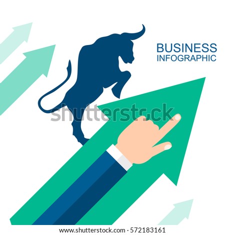 Bullish  symbols on stock market vector illustration. vector Forex or commodity charts, isolated on abstract background. The symbol of the bear and the bull. The growing market. Royalty-Free Stock Photo #572183161