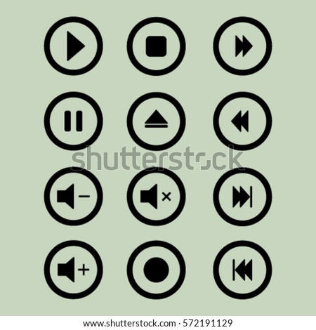 Media player buttons vector icon Royalty-Free Stock Photo #572191129