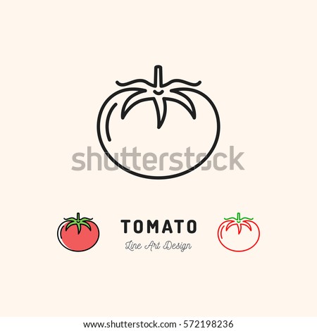 Vector Tomato icon Vegetables logo. Thin line art design, outline illustration Royalty-Free Stock Photo #572198236
