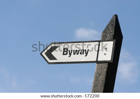 Byway sign on black wooden post