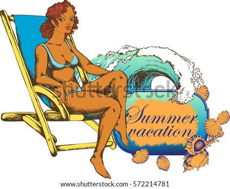 Summer Girl in Bikini. Vector Illustration