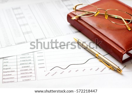 Diary with a pen and budget text