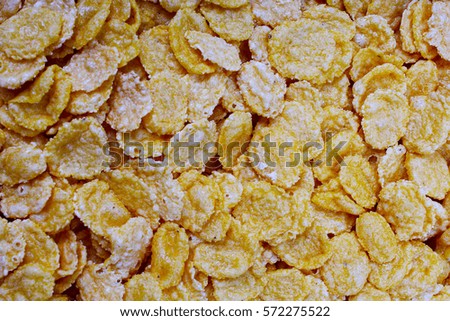 Cornflakes texture studio photo. Food photography. Corn flakes pattern. Cereal fast food for breakfast.