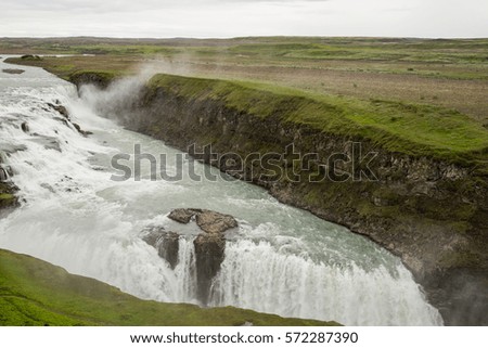 Dramatic Gullfoss waterfall in Iceland