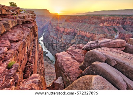 Sunrise at Toroweap in Grand Canyon National Park. Royalty-Free Stock Photo #572327896