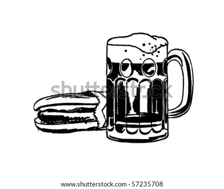 Hot Dog And Root Beer - Retro Clip Art