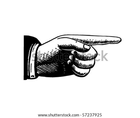 Pointing Hand 2 - Retro Clip Art