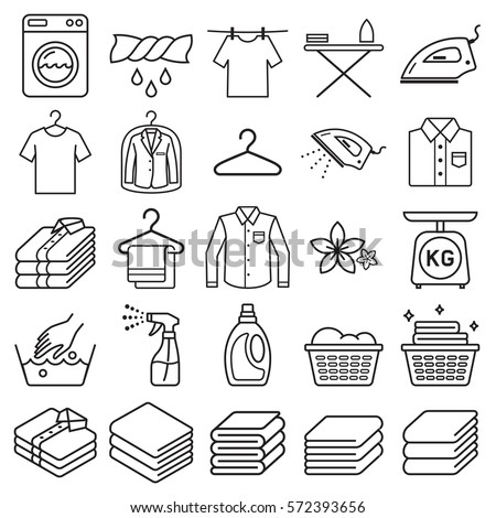 laundry service icons. Vector illustrations. Royalty-Free Stock Photo #572393656