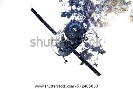 Modern space art. Dust of universe, smoke, isolated on clear white background. Elements furnished by NASA