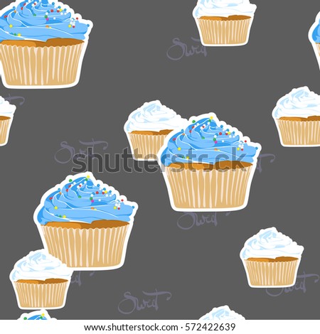 Bright sweet tasty illustration of cupcake