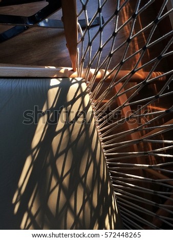 armchair wood net nilon interior design