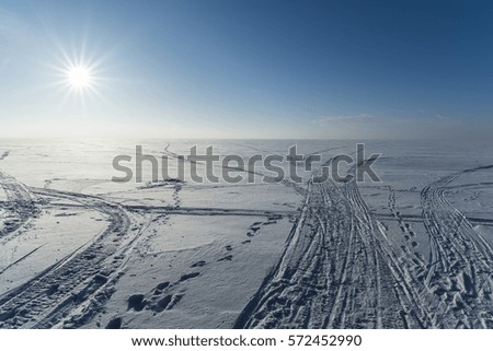 Russia, Siberia, Novosibirsk region, winter landscape in the Ob reservoir