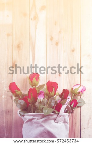 Beautiful valentines day rose, vintage filter image