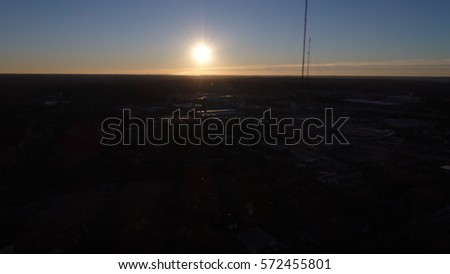 As the Sun Rises over the City of Atlanta,  Aerial View