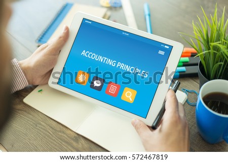ACCOUNTING PRINCIPLES CONCEPT ON TABLET PC SCREEN
