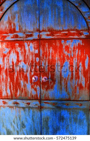 Vintage colorized steel door as decoration purposes / Steel door background / Ideal as decor for commercial businesses