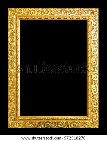 Antique gold frame isolated on black background, clipping path.
